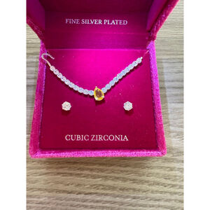 Women's Danecraft Necklace Set, Silver & Yellow, One Size